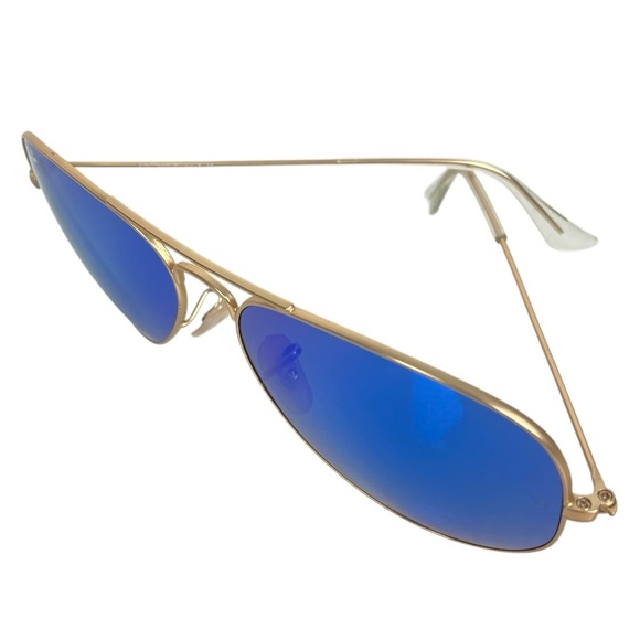 RAY BAN RB3025 Polarized Large Aviator Sunglasses Gold with Blue Lenses - Picture 7 of 16